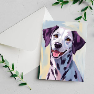 Carte de peinture à l'aquarelle de chien dalmate