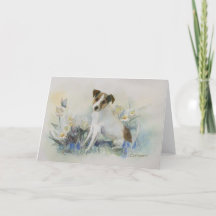 Carte de peinture à l'aquarelle de chien Terrier J