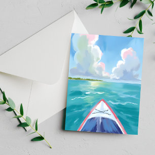 Carte de peinture aquarelle de journée de lac en k