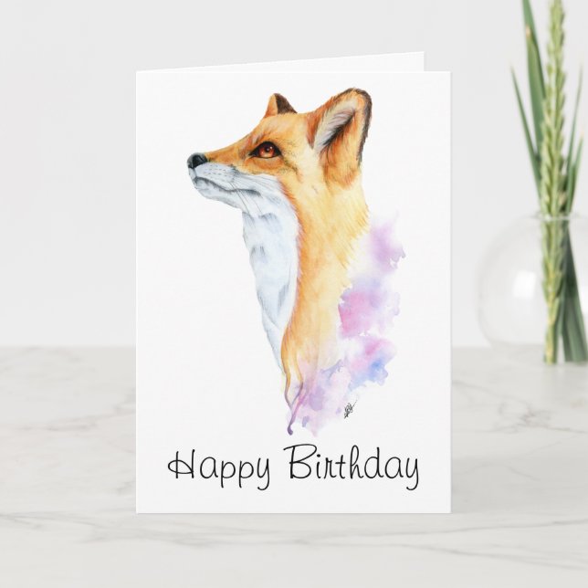 Carte de peinture d'aquarelle Red Fox (Devant)