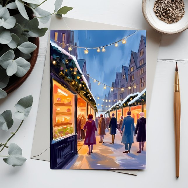 Carte de peinture de Noël Joyeux Marché de Vacance (Créateur téléchargé)