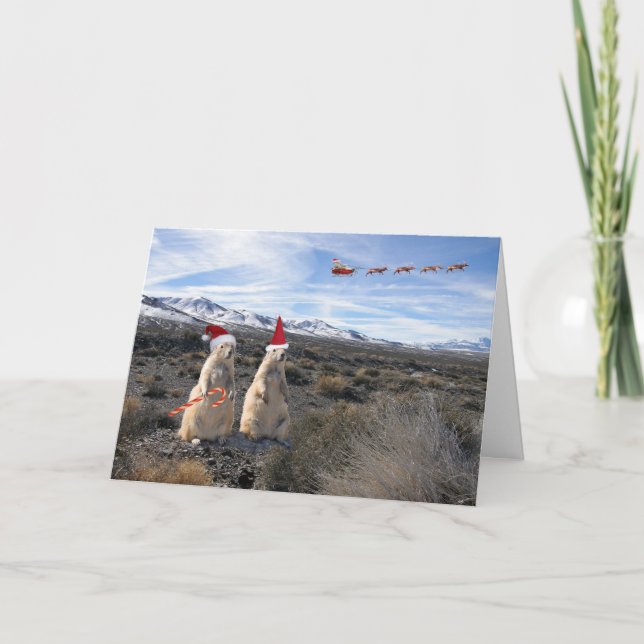 Carte de Père Noël de chien de prairie (Devant)