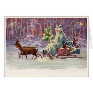 Carte de Père Noël en bois de Vienne