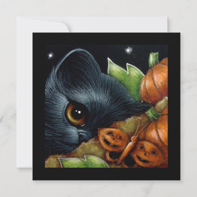 CARTE DE PERSONNALISER HALLOWEEN CHAT NOIR & BOUTE (Devant)