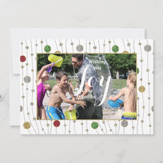 Carte de Personnaliser photo de Noël "Ornements/Et (Devant)