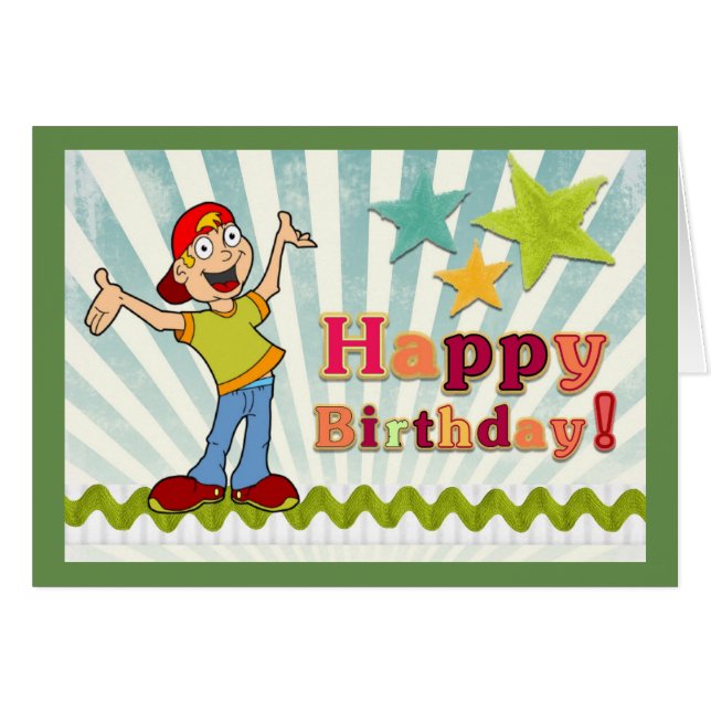 Carte de petit-fils de joyeux anniversaire (Devant horizontal)