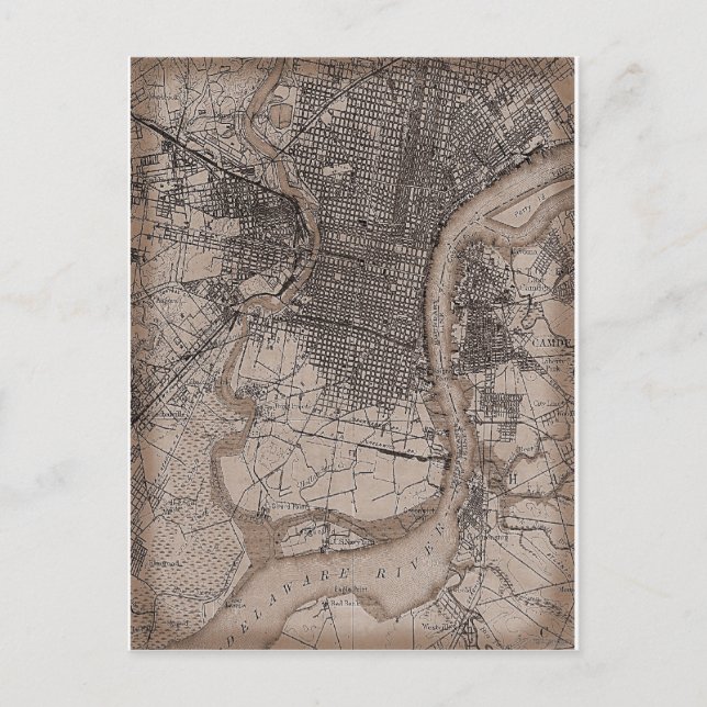 Carte de Philadelphie vintage 1898 (Devant)