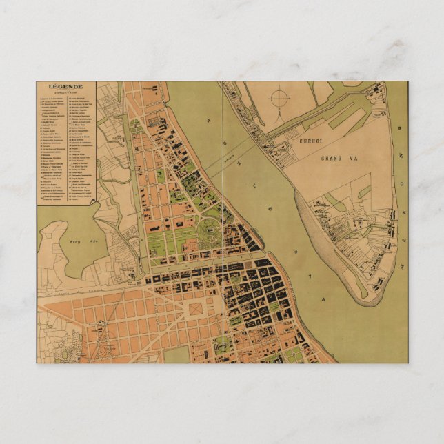 Carte de Phnom Penh, Cambodge (vers 1920) (Devant)