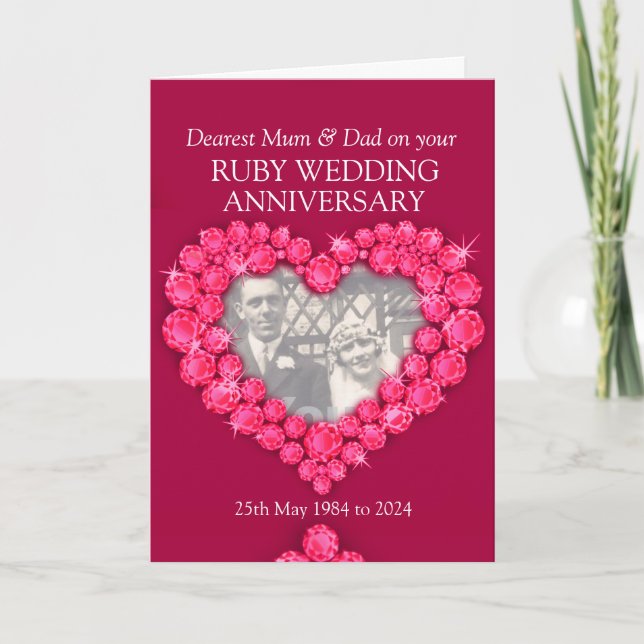 Carte de photo d'anniversaire de mariage rubis pou (Devant)