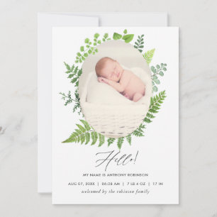 Carte de photo d'annonce de naissance à la gouache