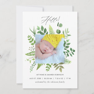 Carte de photo d'annonce de naissance à la gouache