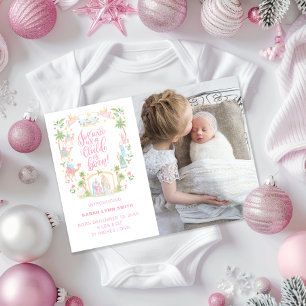 Carte de photo d'annonce de naissance Pastel Nativ