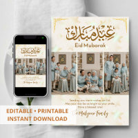 Carte de photo de famille Eid Mubarak minimaliste