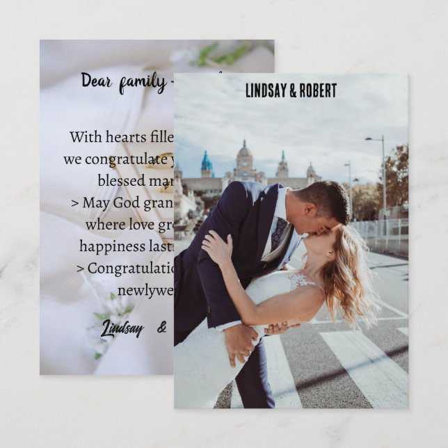 carte de photo de mariage (Devant / Derrière)