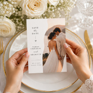 Carte de Photo de Mariage à Vagues Partagées pour