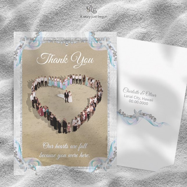 Carte de photo de mariage de rêve de la plage Star (Make a lasting keepsake memento with the Starfish Beach Dream Wedding Photo.)