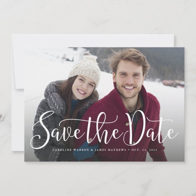 Carte de photo horizontale avec script simple pour (Devant)