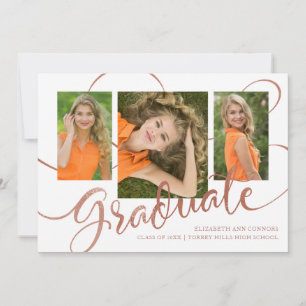 Carte de photo multiple en faux or rose pour diplô
