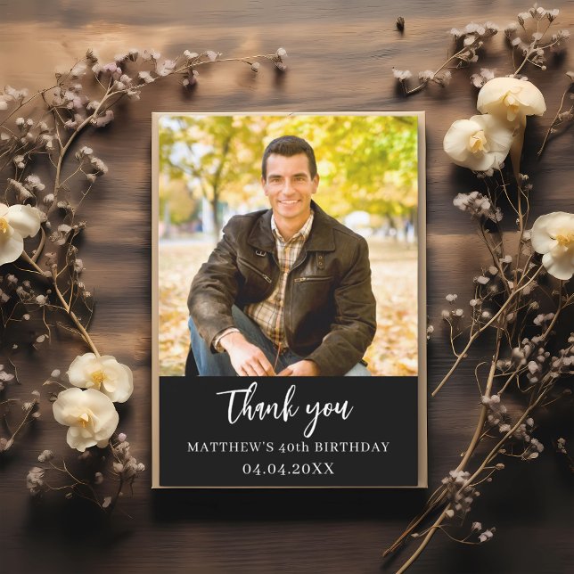 Carte de photo simple noir et blanc pour anniversa (Créateur téléchargé)