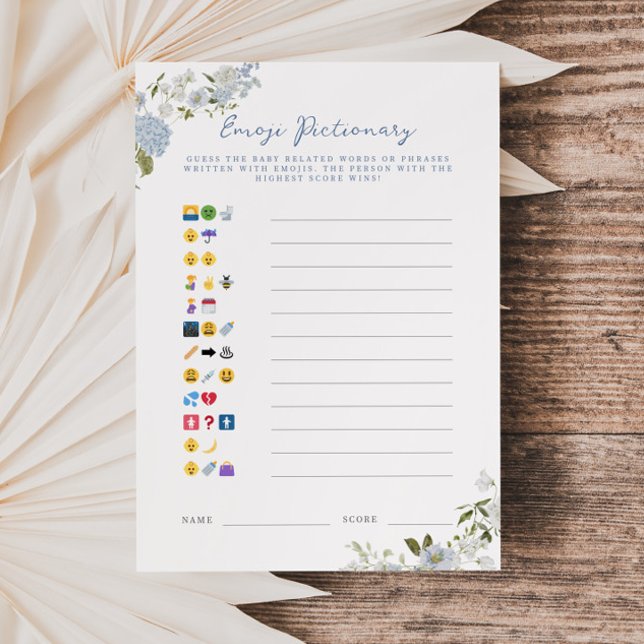 Carte de photo Soft Blue Floral Baby Emoji (Créateur téléchargé)