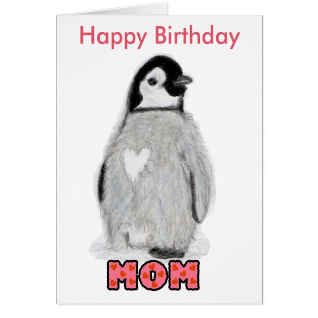 Carte de pingouin de maman de joyeux anniversaire (Devant)