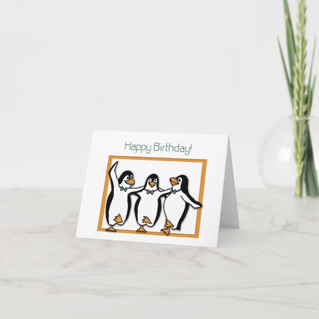 Carte de pingouins de joyeux anniversaire (Devant)