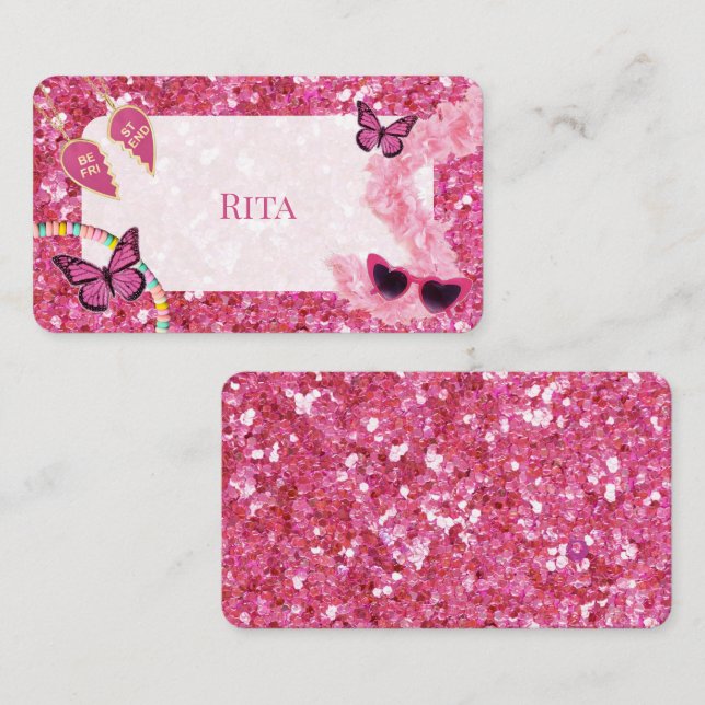 Carte de place baby shower fille (Devant / Derrière)