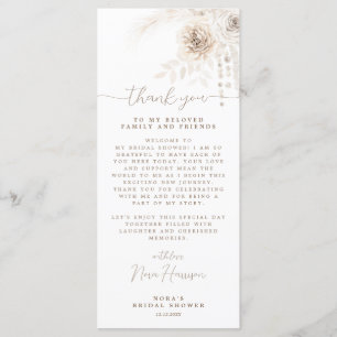 Carte de place Boho Blanc et Neutre Merci Floral