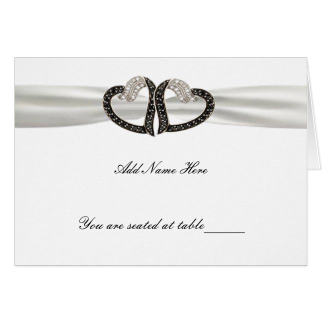 Carte de place Coeurs Diamants Noir & Blanc (Devant Horizontal)