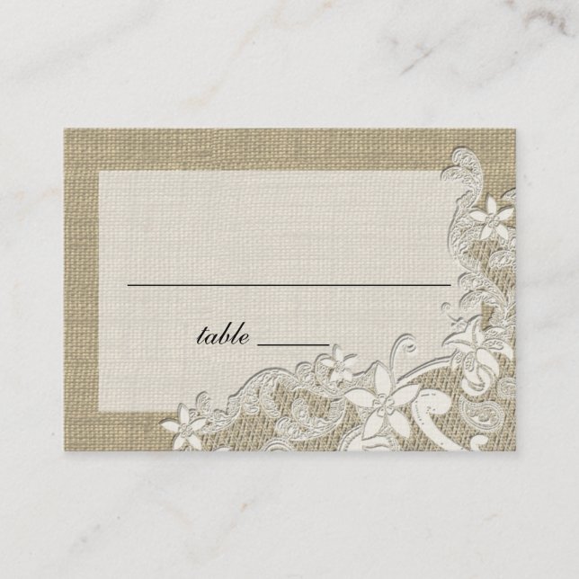 Carte de place de style vintage Lace Design (Devant)