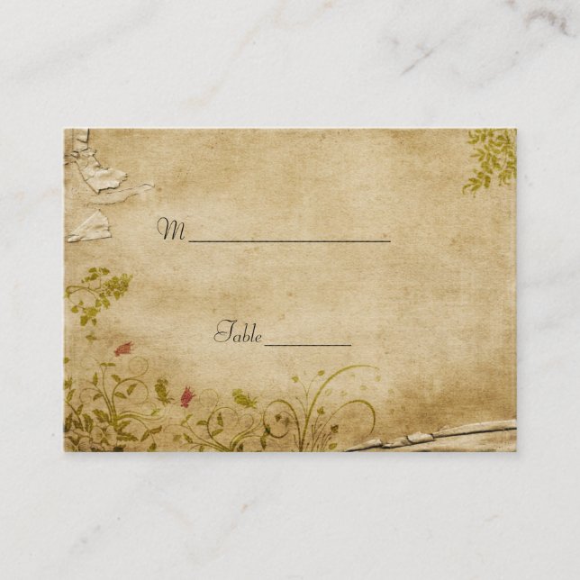 Carte de place de table aux fleurs antiques (Devant)