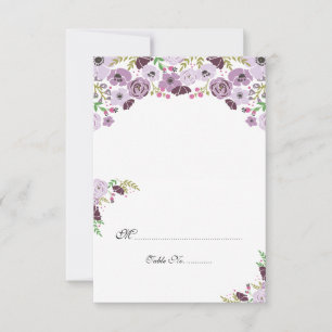 Carte de place de table florale   Vous Pliez Viole