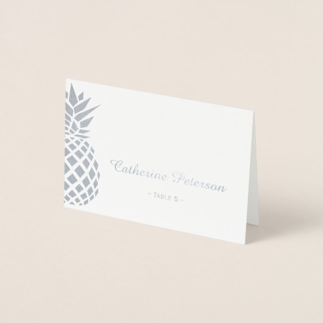 Carte de place en feuille d'argent | carte escorte (Devant)