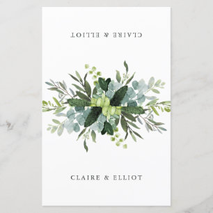 Carte de place Eucalyptus Green Foliing pour coupl