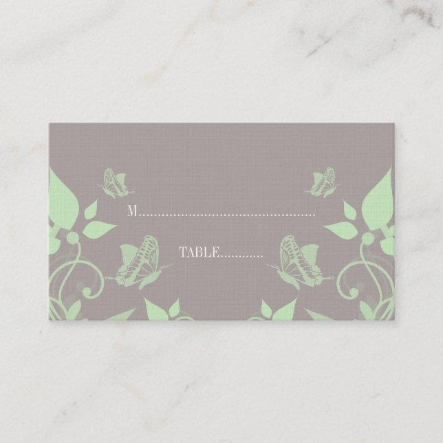 Carte de Place Florale Papillon Vert (Devant)