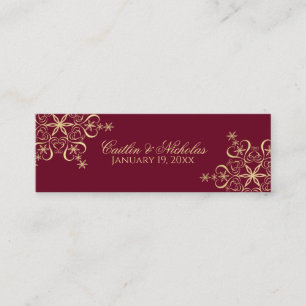 Carte de place Gold and Burgundy Snowflake