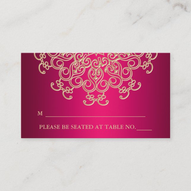 Carte de place inspirée de Hot Pink Indian (Devant)
