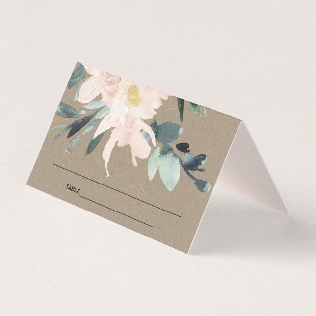 CARTE DE PLACE MARIAGE DE BUNCH FLORAL KRAFT BLUSH (Front)