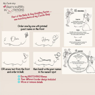 carte de place mariage dessinée à la main