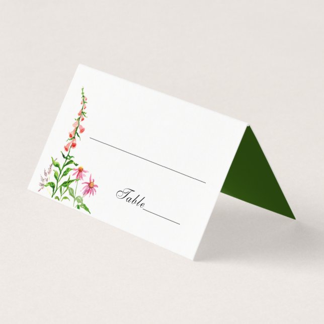 Carte de place mariage Floral Aquarelle (Front)