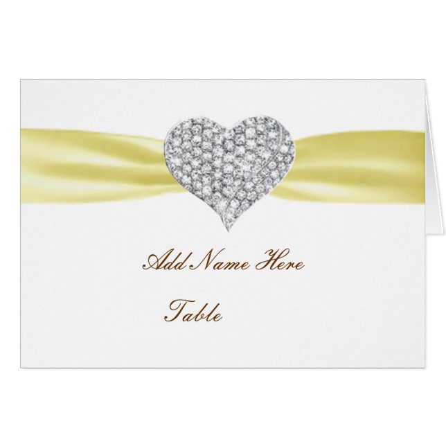 Carte de place Mariage Jaune Diamond Heart (Devant Horizontal)