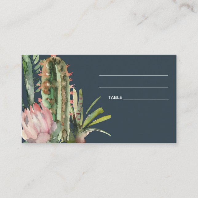 CARTE DE PLACE MARIAGE MARINE ROSE FLORALE DESERT  (Devant)