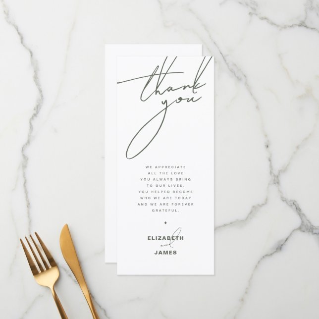 Carte de place Mariage minimaliste de taille foncé (Devant/Arrière en situation)