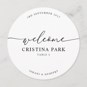 Carte de place Mariage minimaliste ronde