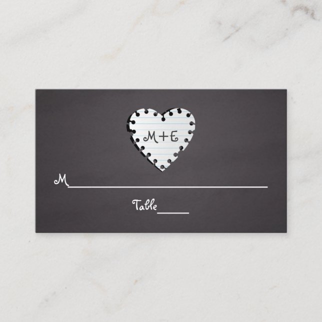 Carte de place mariage monogramme de tableau de bo (Devant)