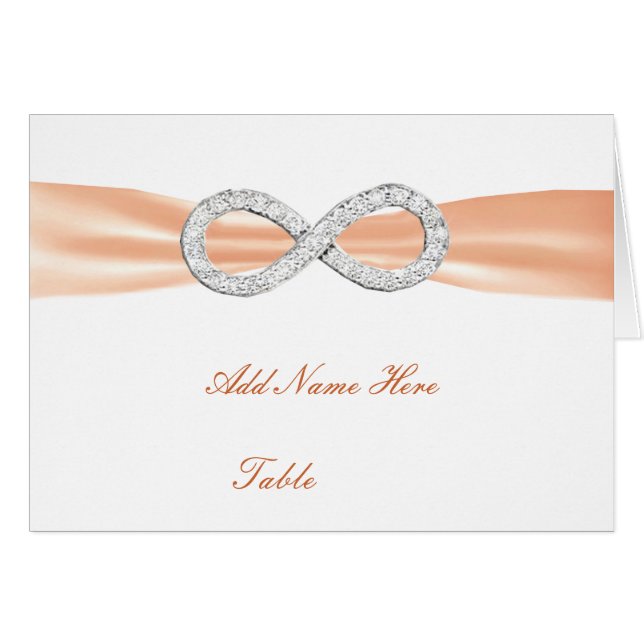 Carte de place Mariage Orange Diamond Infinity (Devant Horizontal)