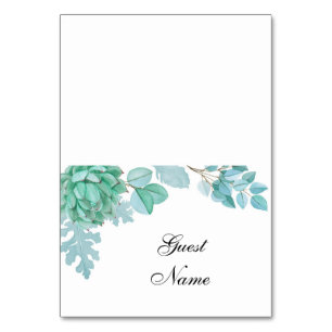 Carte de place mariage Succulente. Nom d'invité Ca