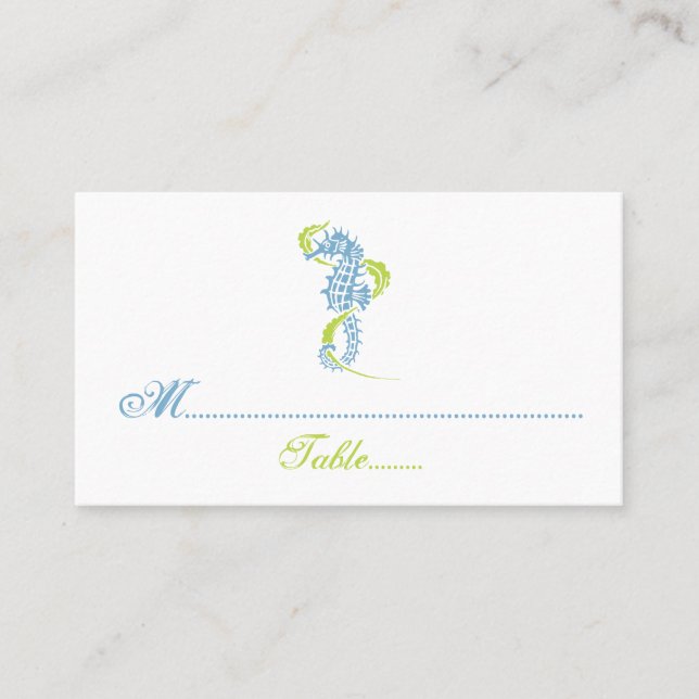 Carte de place mariage vert bleu marine (Devant)