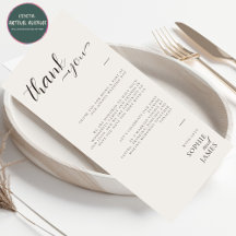 Carte de place minimaliste pour Merci Mariage