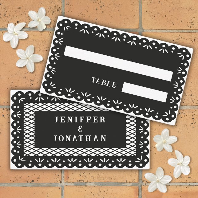 Carte de place NOIR PAPEL MEXICAINE PICADO (Créateur téléchargé)